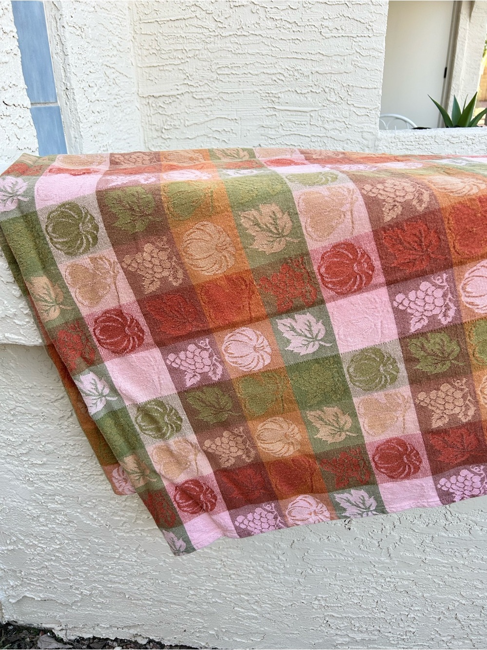 Autumn Harvest Plaid  tablecloth - Green, Rust, Cream - Picture 2 of 4